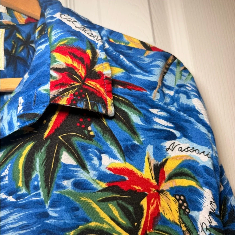 Vintage 90s M.E. Sport Tropical Shirt Men’s L Rayon Bahamas Resort Wear Coconut - Picture 7 of 16